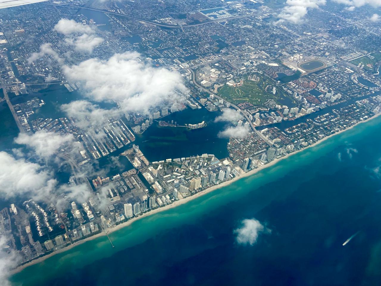 Coast of Miami, enroute to a conference